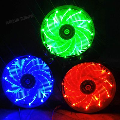 Ochoos 12V CPU Cooling Fan Blue Red Green LED Light Cooler Heatsink for PC - (Color: Red)