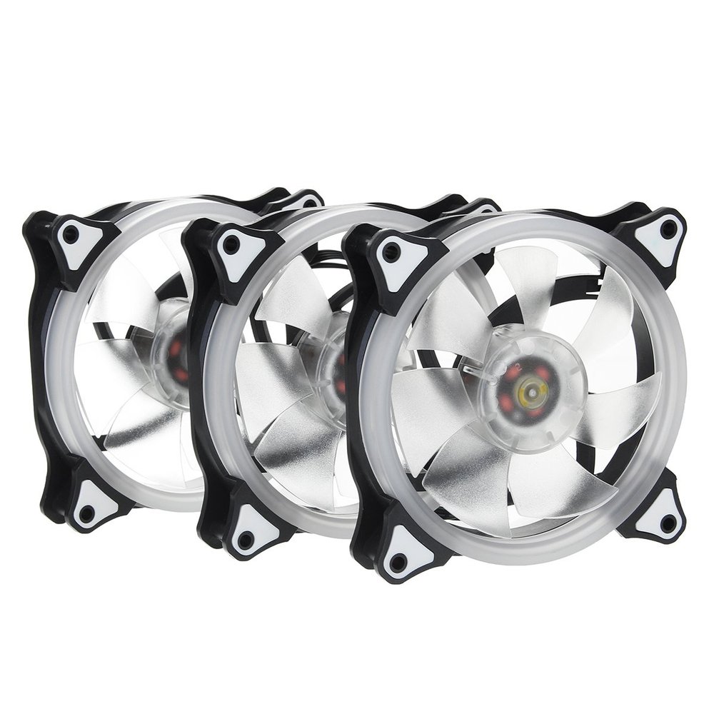 Ochoos 3PCS DC 12V RGB LED Adjustable Cooling Fan with Remote Controller for PC Cooling