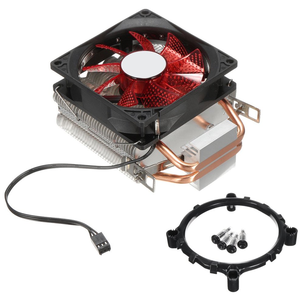 Ochoos 9cm LED 3 Pin CPU Cooling Fan Cooler Heat Sink for Intel LAG/1155/1156 AMD 754/AM2/AM2+AM3/FM1 - (Color: Red)