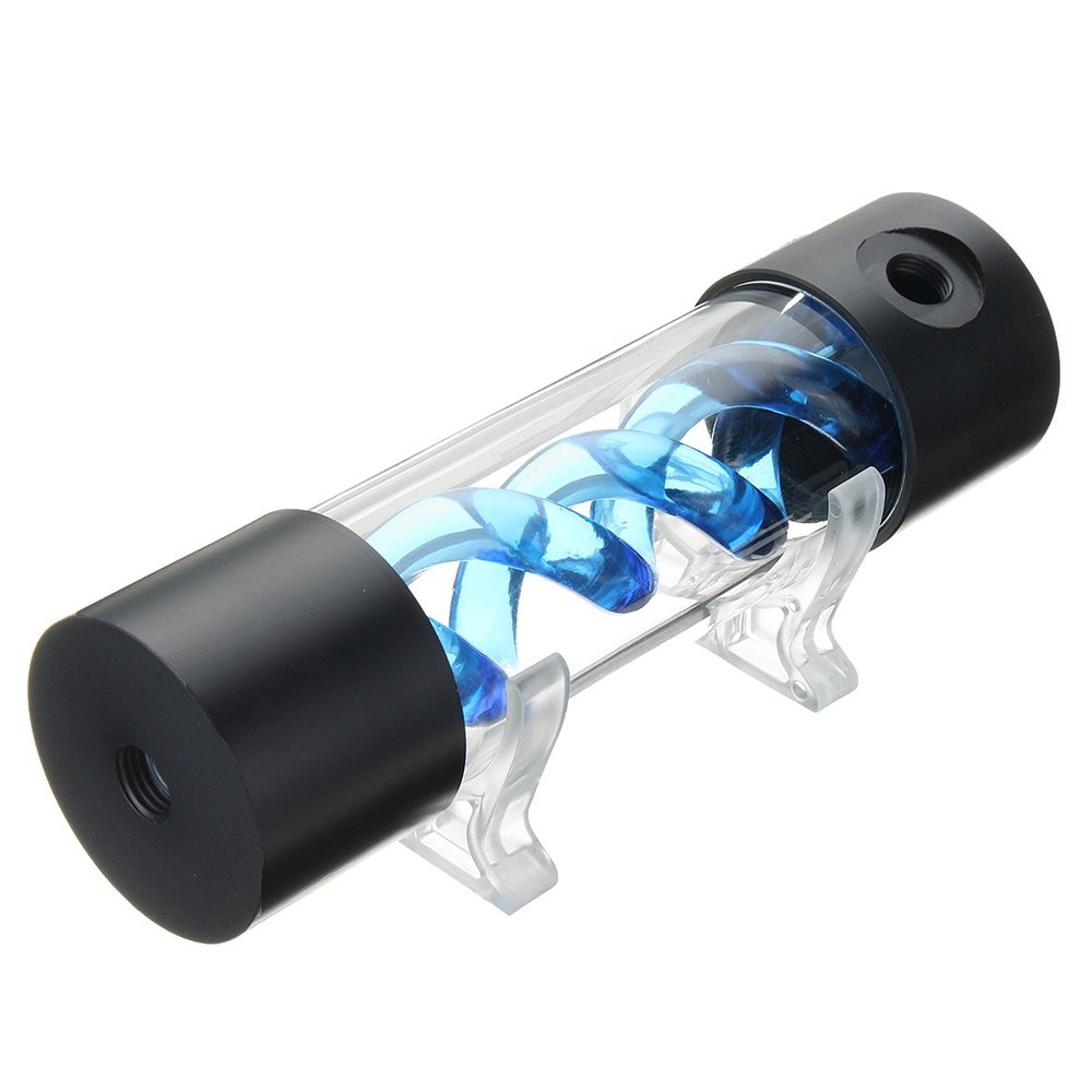 Ochoos G1/4 200mm Blue Computer Cylinder T-Virus Helix Suspension Water Cooling Tank for Computer Cooling