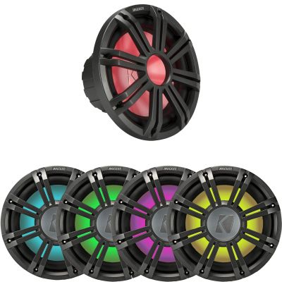 KICKER 45KMF104 10" Weather-Proof Subwoofer for Freeair Applications 45KMG10C 10" LED Grille (Charcoal)