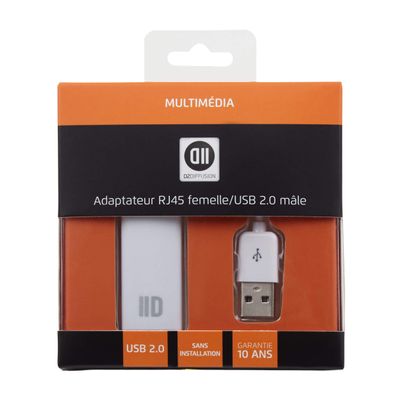 D2 Diffusion Carte Rseau USB 2.0 vers RJ45 (Blanc)