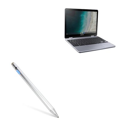 BoxWave Stylus Pen Compatible with Samsung Chromebook Plus V2 - AccuPoint Active Stylus, Electronic Stylus with Ultra Fine Tip - Metallic Silver