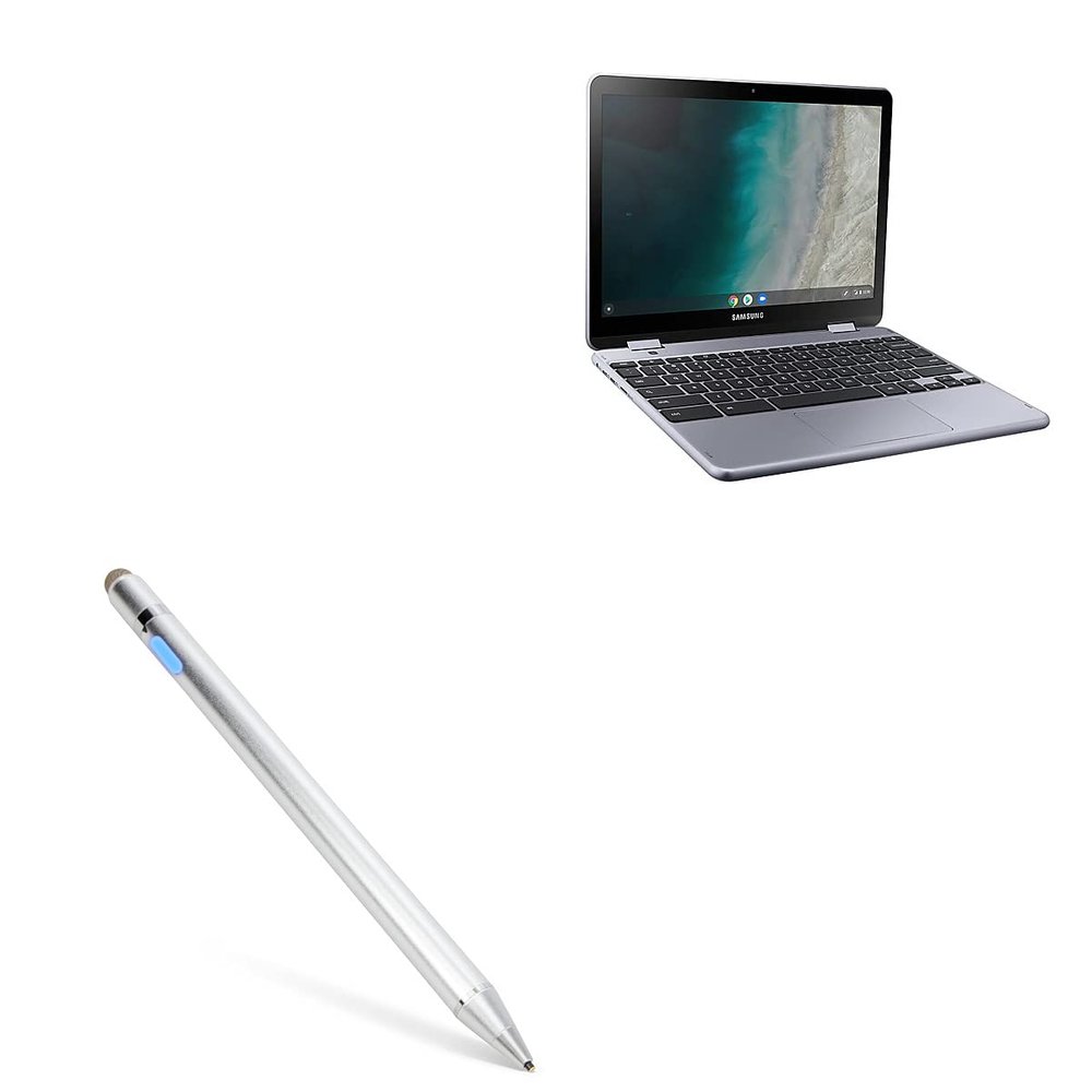 BoxWave Stylus Pen Compatible with Samsung Chromebook Plus V2 - AccuPoint Active Stylus, Electronic Stylus with Ultra Fine Tip - Metallic Silver