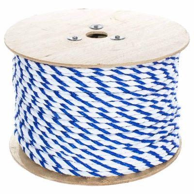 Paracord Planet Three Strand Twisted Polypropylene Rope Indoor and Outdoor Uses (3/8 Inch X 300 Feet, White/Blue)