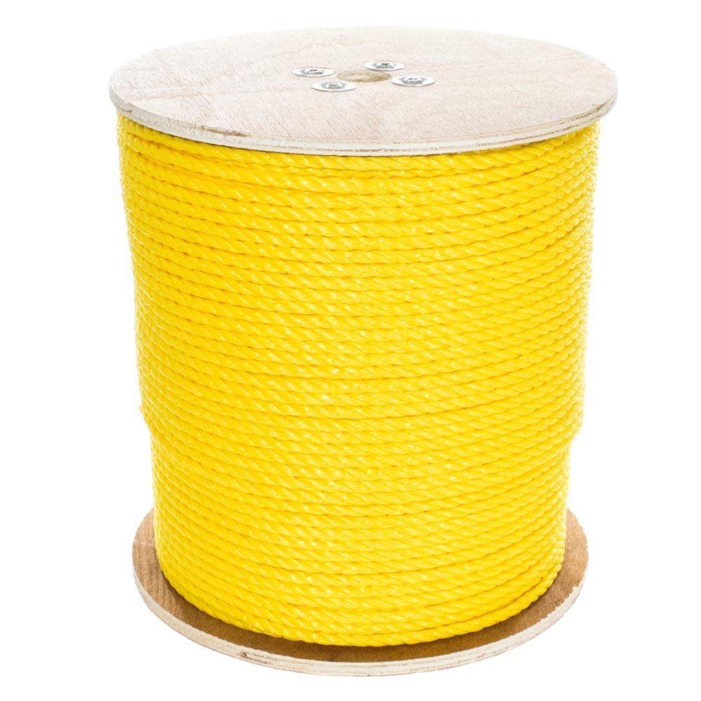 Paracord Planet Three Strand Twisted Polypropylene Rope Indoor and Outdoor Uses (3/8 Inch X 500 Feet, Yellow)