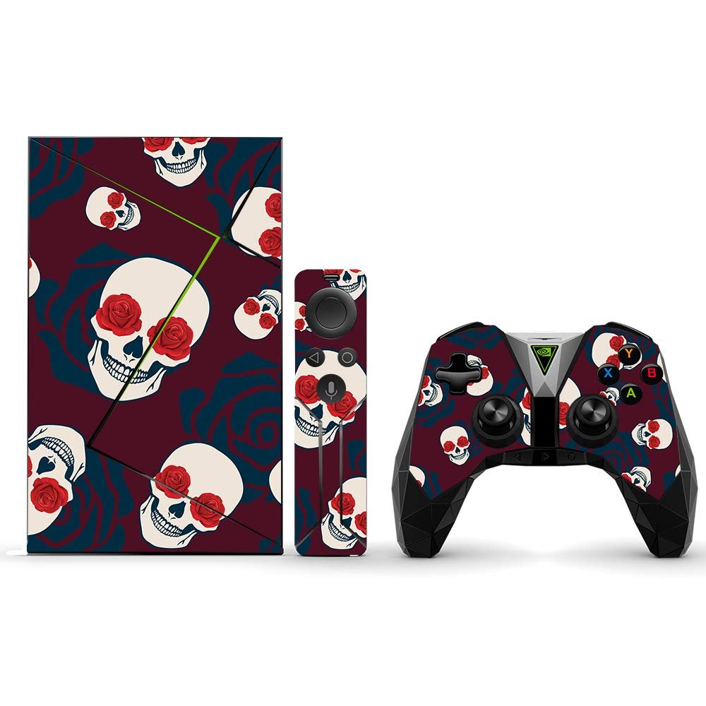MightySkins Skin Compatible with NVIDIA Shield TV (2017) Pro - Skulls N Roses | Protective, Durable, and Unique Vinyl Decal wrap Cover | Easy to Apply, Remove, and Change Styles | Made in The USA