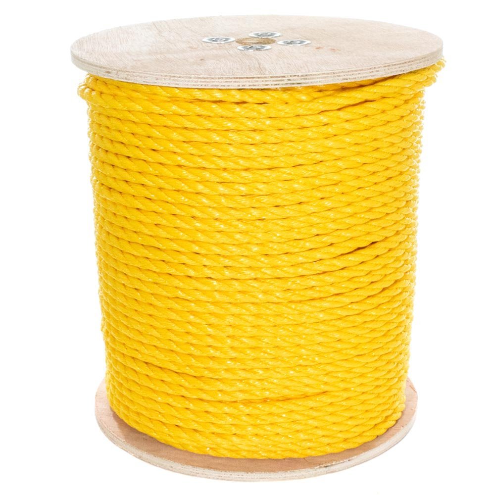 Paracord Planet Three Strand Twisted Polypropylene Rope  Indoor and Outdoor Uses (5/8 Inch X 300 Feet, Yellow)
