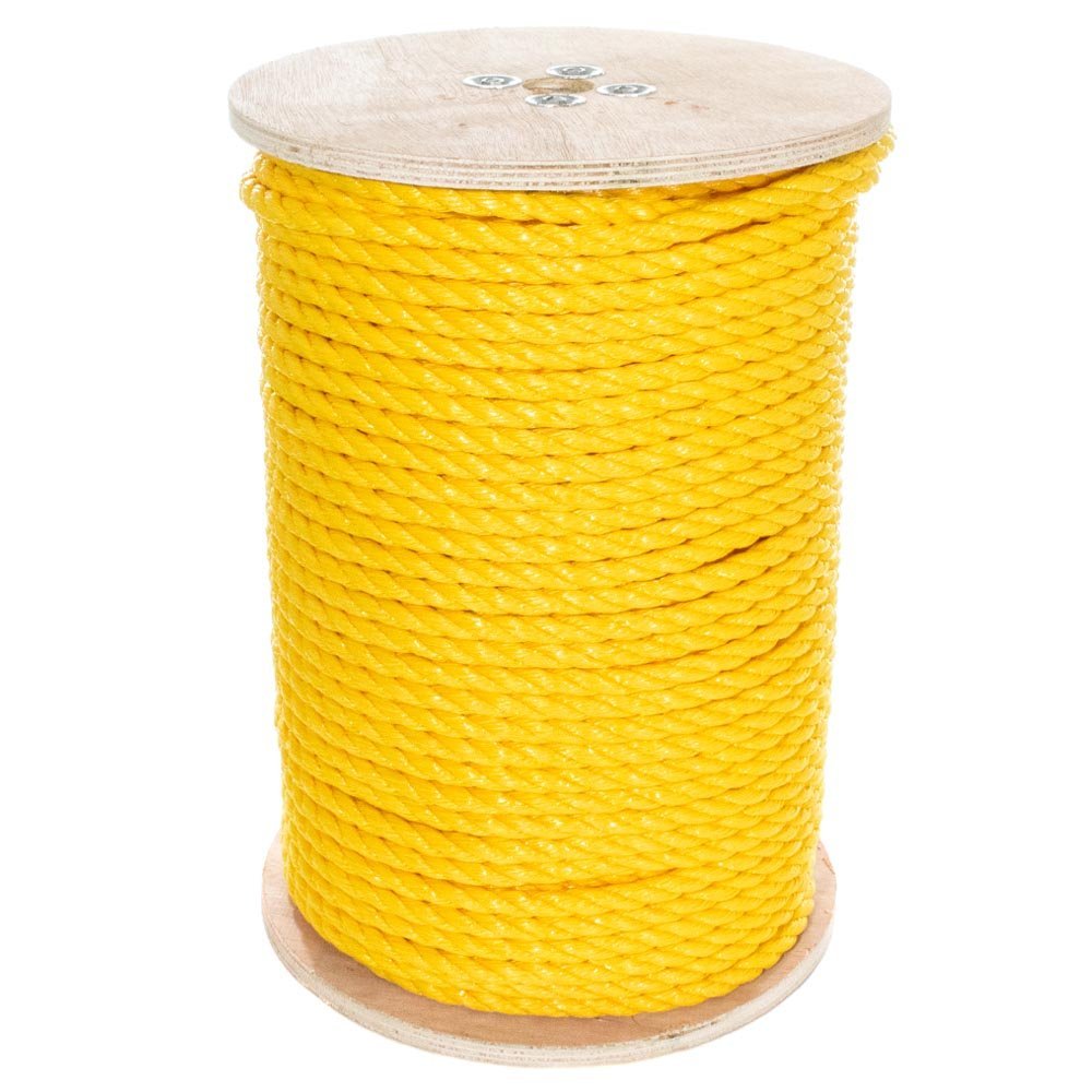 Paracord Planet Three Strand Twisted Polypropylene Rope  Indoor and Outdoor Uses (1/2 Inch X 500 Feet, Yellow)