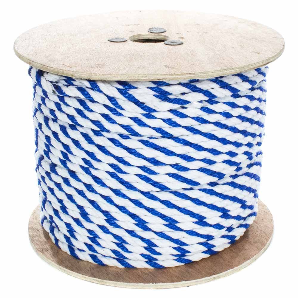 Paracord Planet Three Strand Twisted Polypropylene Rope  Indoor and Outdoor Uses (1/2 Inch X 500 Feet, White/Blue)