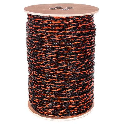 Paracord Planet Three Strand Twisted Polypropylene Rope Indoor and Outdoor Uses (5/8 Inch X 100 Feet, Black with Orange Tracer)
