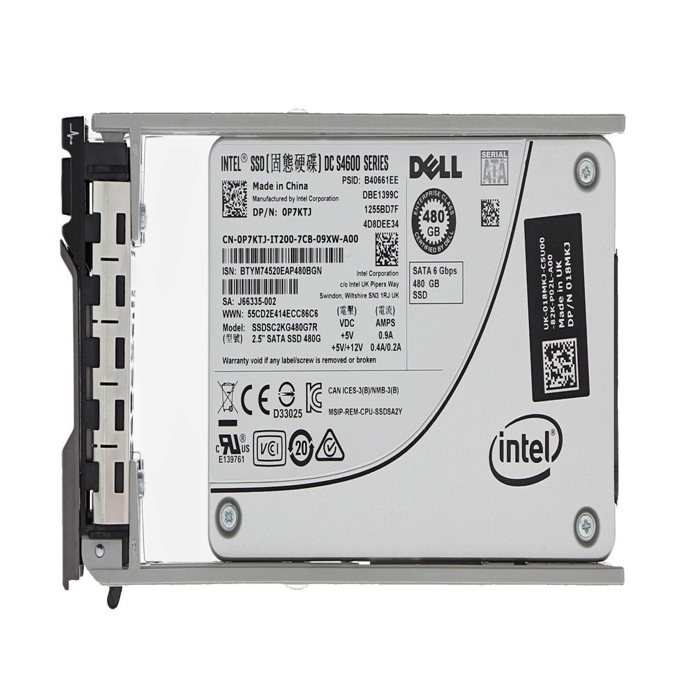 Dell Intel DC S4600 480GB 6GB/s SATA Mix Use TLC SSD Bundle with Drive Tray - P7KTJ - P7KTJ