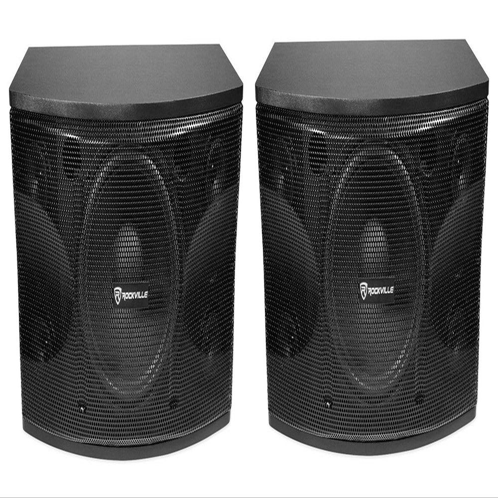 Rockville KPS12 12 in 3-Way 1600-Watt Peak/400-Watt RMS Karaoke Speakers 8 Ohm, MDF Enclosure with Wall Brackets, Built-in Crossover, for Restaurant/Bar/Cafe, 2-Piece