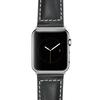 Bandini Replacement Watch Band for Apple Watch 38mm/40mm, Black, Leather, Mat, White Stitching, Fits Series 6, 5, 4, 3, 2, 1 view 2