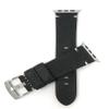 Bandini Replacement Watch Band for Apple Watch 42mm/44mm, Black, Vintage, Leather, Minimal Stitch, Stainless Steel Buckle, Fits Series 6, 5, 4, 3, 2, 1 view 1