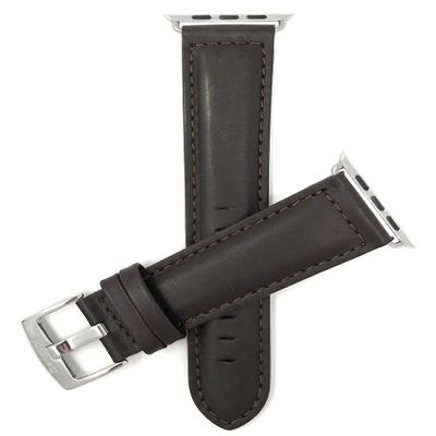 Bandini Replacement Watch Band for Apple Watch 42mm/44mm, Brown, Extra Long (XL), Leather, Mat, Tone-on-Tone Stitching, Fits Series 6, 5, 4, 3, 2, 1