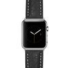 Bandini Replacement Watch Band for Apple Watch 42mm/44mm, Black, Classic Leather Buffalo Pattern, White Stitching, Stainless Steel Buckle, Fits Series 6, 5, 4, 3, 2, 1 view 2