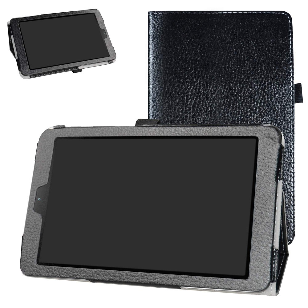 Galaxy Tab A 8.0 2018 Case,Bige PU Leather Folio 2-Folding Stand Cover for Samsung Galaxy Tab A 8.0 2018 Model SM-T387 Verizon/Sprint Tablet (Not fit Tab 8.0 T380 and Other Older Model),Black
