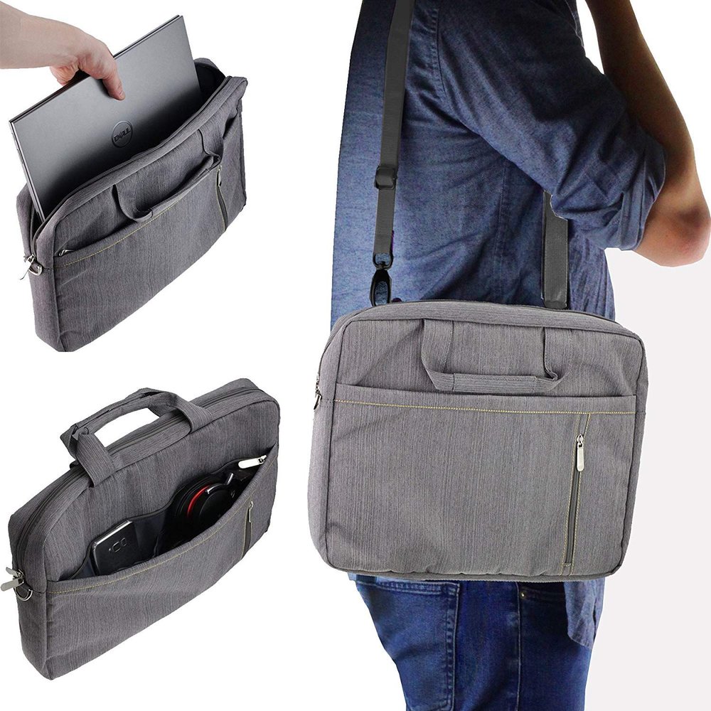 Navitech Grey Sleek Premium Messenger/Carry Bag Case for The Dell XPS 13 2in1