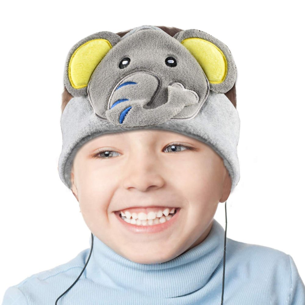 Contixo H1 Kids Headphones, 85dB Volume Limiting with Adjustable Speakers Soft Children Fleece Headband Toddler Headphones for Home and Travel - Animal Character Design-Elephant