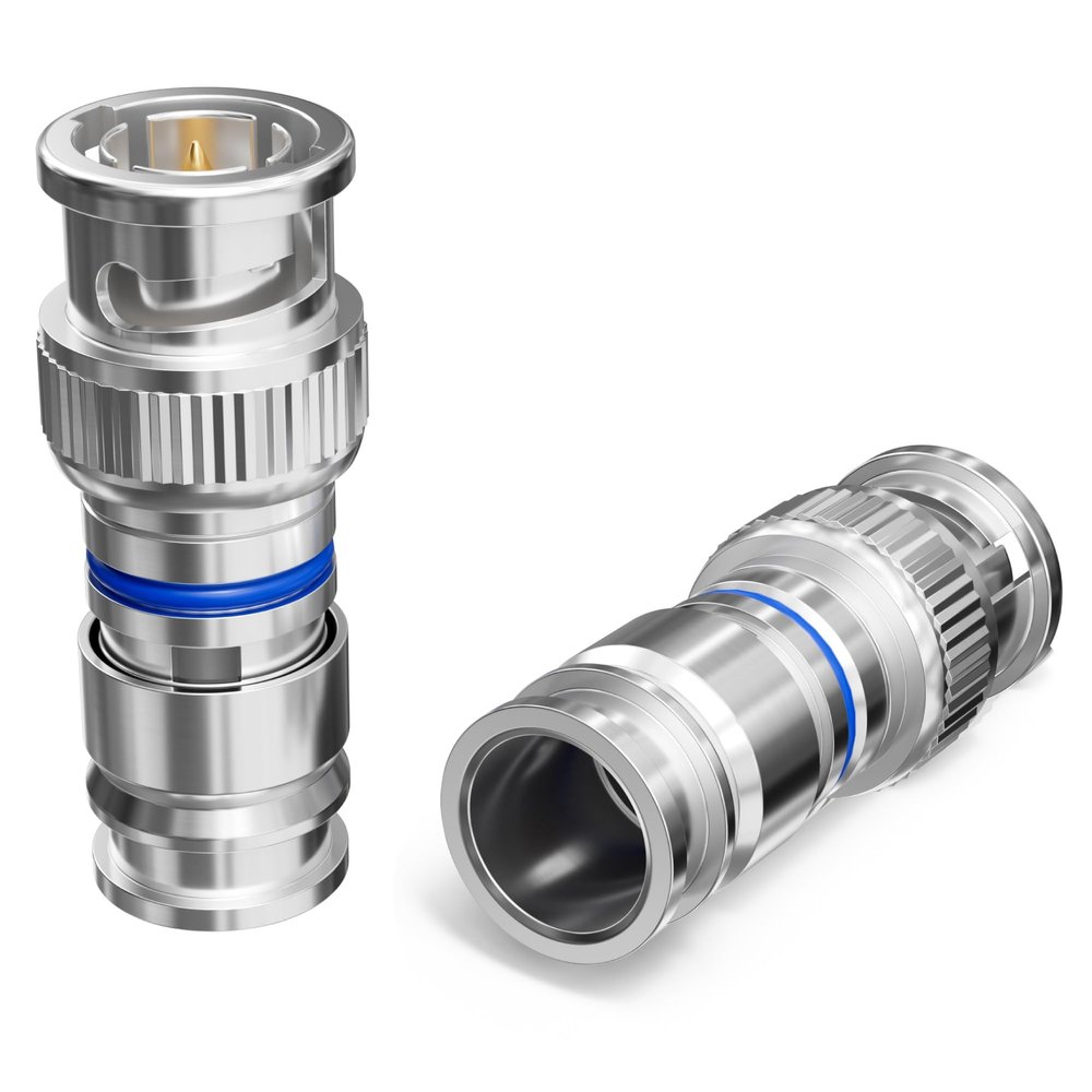 THE CIMPLE CO - BNC Compression Connector for RG6 Coaxial Cable - Male RG6 BNC Connectors for Security Cameras, CCTV, SDI, HD-SDI - Coax Cable Ends 10 Pack