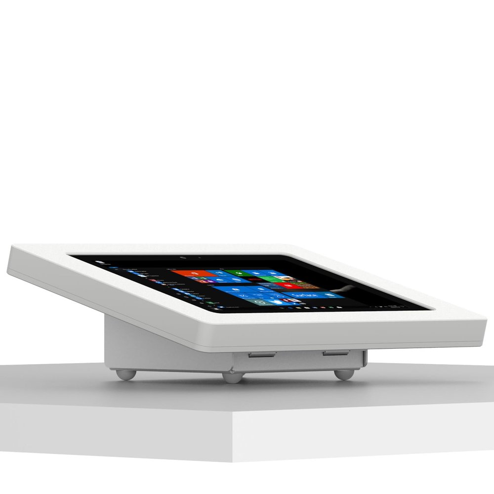 VidaMount White Enclosure and Fixed Tilted 15 Desk/Surface Mount [Bundle] Compatible with Surface Go, Go 2, Go 3 & Go 4