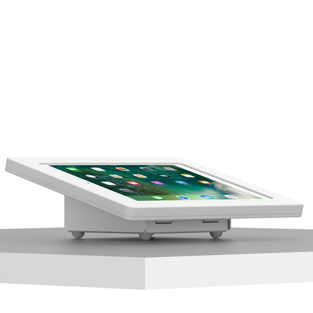 VidaMount White Enclosure and Fixed Tilted 15 Desk/Surface Mount [Bundle] Compatible with iPad Pro 10.5" & Air 3rd Gen