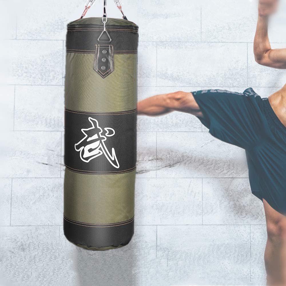 Fitness Sandbags, Empty Punching Bag Hanging Kick Sandbag for Workout Karate Training Boxing Fight Sandbag(80cm-Green)