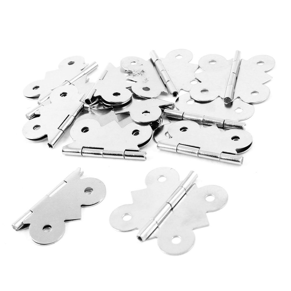 Aexit 13 Pcs Clothes Hangers Silver Tone Metal 1.3" Long Floral Brim Butt Hinge for Children's Clothes Hangers Door Windoor