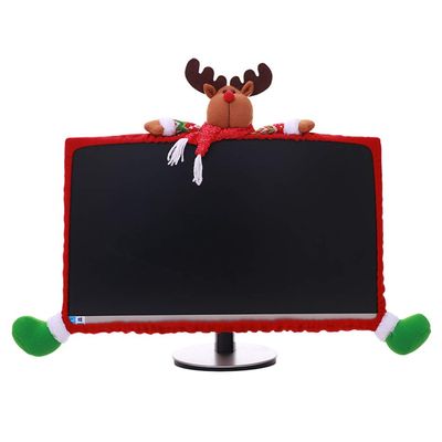 Messar Christmas Decoration Computer Monitor Border Cover, Display Protection Cover Case Santa Claus Snowman Elk Elastic Laptop Computer Screen Cover for Home Office School Decor (Elk)