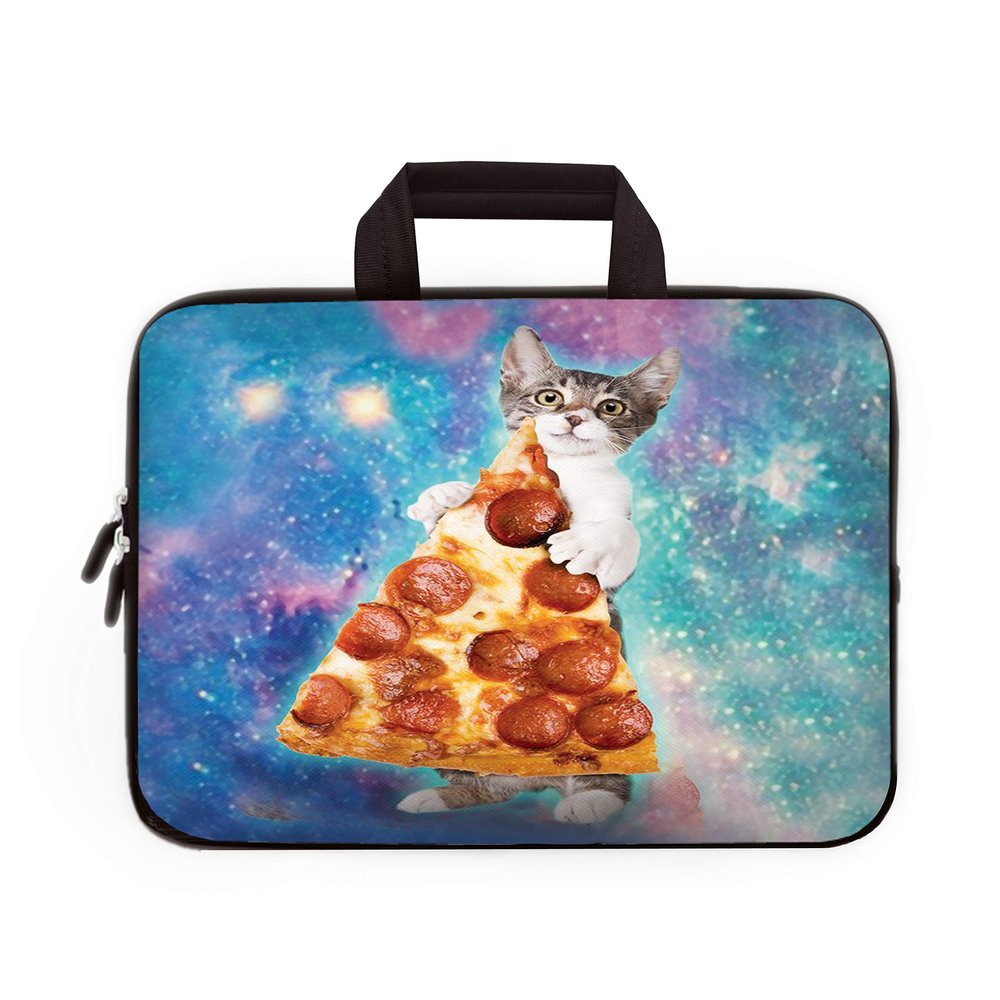 11" 11.6" 12" 12.1" 12.5 Inch Laptop Carrying Bag Case Notebook Ultrabook Bag Tablet Cover Neoprene Sleeve Briefcase Bag Compatible with Samsung Google Acer HP DELL Lenovo Asus(Cat Take Pizza)