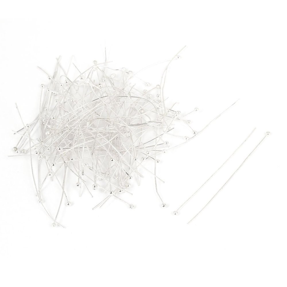 Aexit 100 Pieces Fastening Tool Accessories Silver Tone Wire Earring Jewelry Round Head Pins Screwdriver Bit Sets 50mm 2"