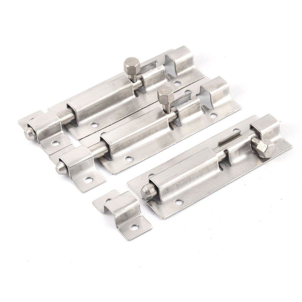 Aexit Cabinet Door Door Hardware & Locks Safety Slide Latch Lock 3" Length Metal Barrel Bolt Silver Latches & Bolts Tone 3pcs