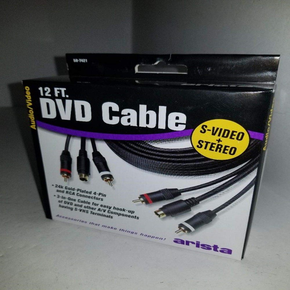12 Foot DVD S-Video Cable + RCA Stereo W/ 24K Gold CONNECTORS Q19