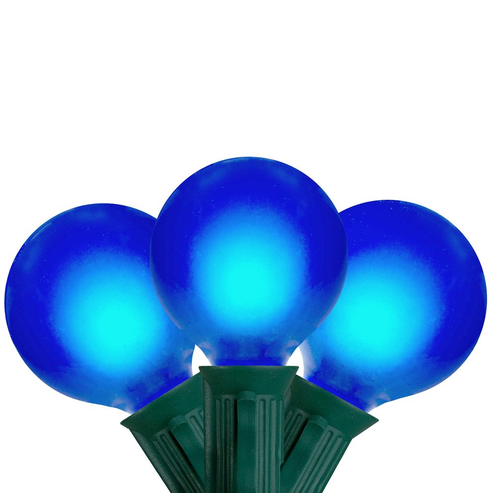 Northlight G50 Globe Satin Finish Christmas String Lights - Blue - 13.75' Green Wire - 15ct