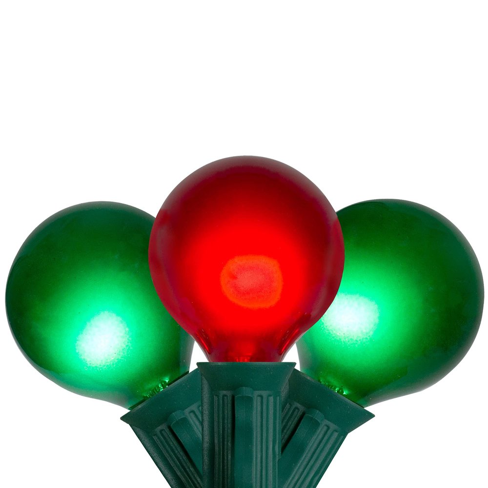 Northlight Satin G50 Globe Christmas String Lights - Green and Red - 13.75' Green Wire - 15ct