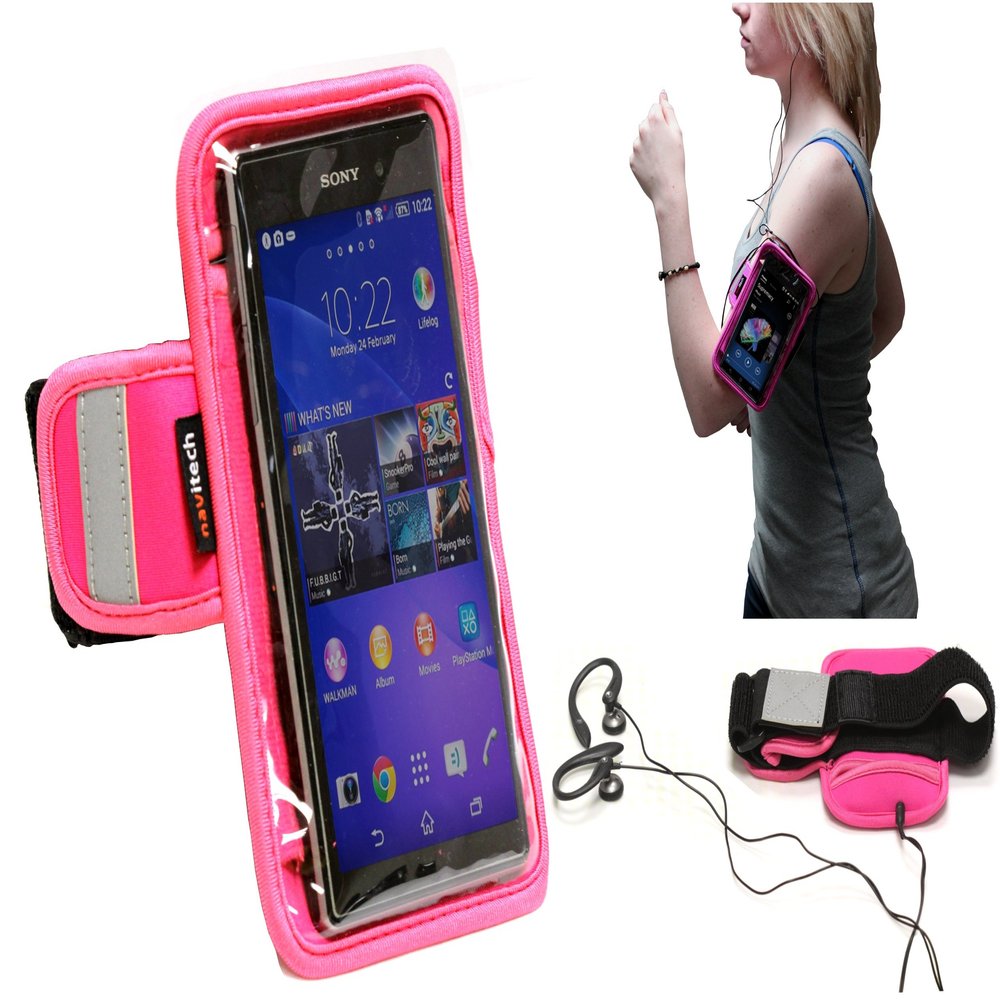 Navitech Pink Running/Jogging/Cycling Water Resistant Sports Armband Suitable Compatible with The Sony Zperia XA2