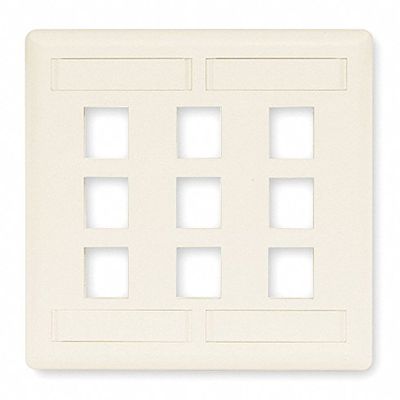 Hubbell Premise Wiring Office White Wall Plate, Plastic, Number of Gangs: 2, Cable Type: Flush Mount