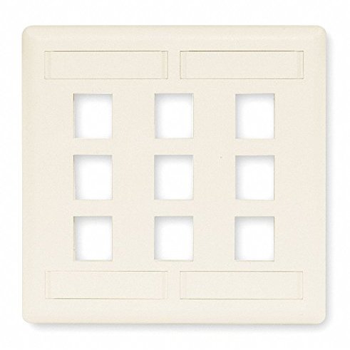 Hubbell Premise Wiring Office White Wall Plate, Plastic, Number of Gangs: 2, Cable Type: Flush Mount