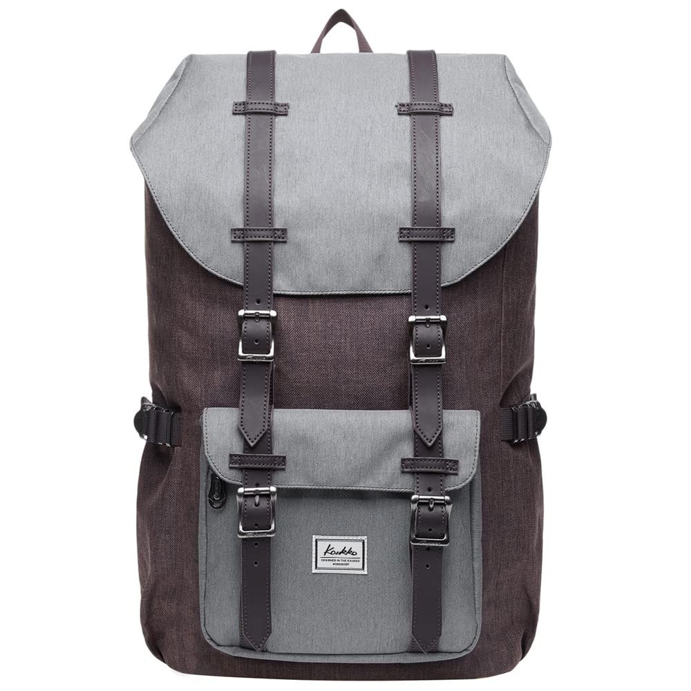 KAUKKO Laptop Backpack Travel Outdoor Weekend Bag Carry on Daypack Stylish and Durable Rucksack Hiking Backpack Fits 15.6"(5-4-GREYCOFFEE)