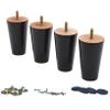 WEICHUAN Round Solid Wood Sofa Couch Chair Ottoman Loveseat Dresser Cabinet Bed Wooden Furniture Legs Replacement(4" Set of 4 Dark Brown) view 1