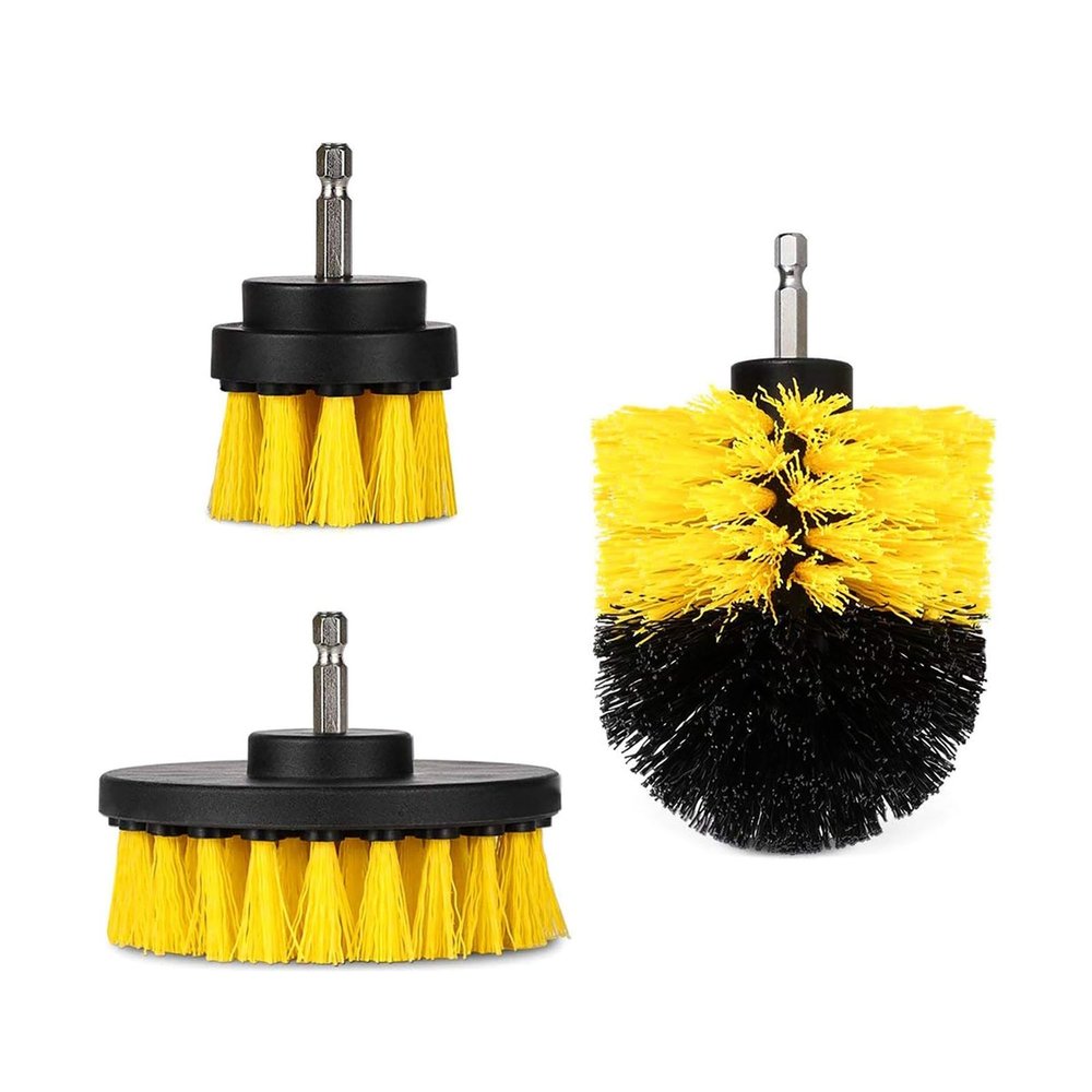 iMounTEK All Purpose Power Scrubber Cleaning Brush Combo Kit. Bathroom Accessories For Bathtubs/Bath Mat/Shower Curtain/Kitchen Sink/Bidet/Carpet/Pool Tile/Ceramic/Marble/Brick/Flooring/Grout- Yellow