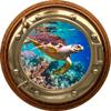 18" Port Scape Coral Reef Hawksbill Sea Turtle Porthole BRASSWOOD 3D Window Wall Decal Vinyl Sticker Ocean Fish Under Water Sea Life Beach Kids Room Decor view 1