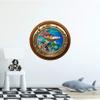 18" Port Scape Coral Reef Hawksbill Sea Turtle Porthole BRASSWOOD 3D Window Wall Decal Vinyl Sticker Ocean Fish Under Water Sea Life Beach Kids Room Decor view 2