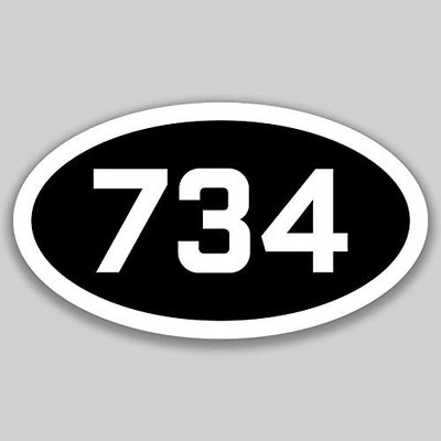 DHDM 734 Area Code Sticker Michigan Ann Arbor Canton Garden City City Pride Love | 5-Inches by 3-Inches | Premium Quality Vinyl UV Resistant Laminate PD2519