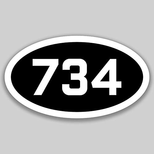 DHDM 734 Area Code Sticker Michigan Ann Arbor Canton Garden City City Pride Love | 5-Inches by 3-Inches | Premium Quality Vinyl UV Resistant Laminate PD2519