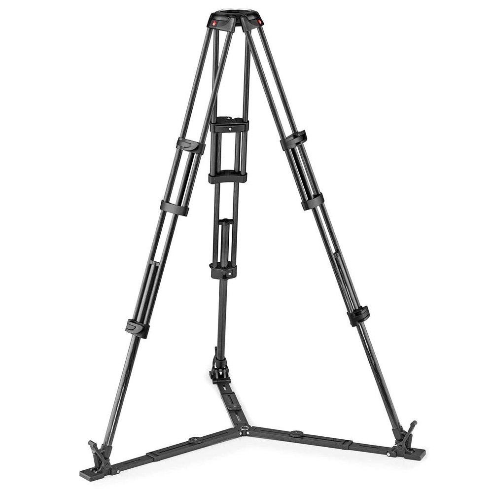 Manfrotto 3-Section Carbon Fiber Twin Leg Video Tripod with 100/75mm Bowl and Ground Spreader