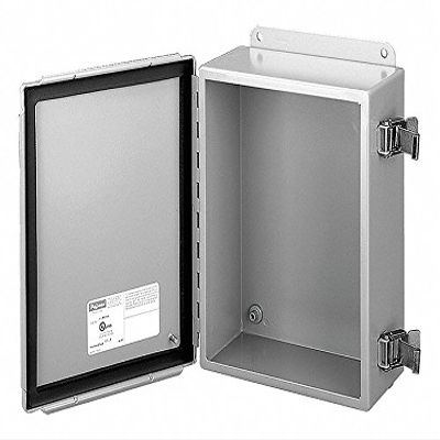 Hoffman 8"H x 6"W x 4"D Metallic Enclosure, Gray, Knockouts: No, Screws Closure Method