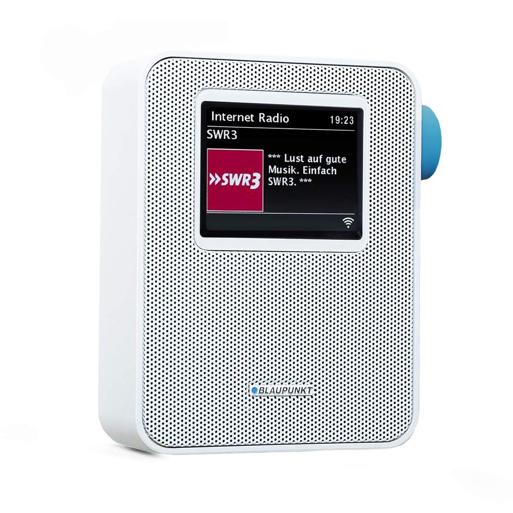 BLAUPUNKT PIB 100 Socket Internet Radio Receiver WiFi, Wide Colour Display, Digital Radio Socket, Bluetooth, Alarm Clock, Small Socket Radio, Dimmable, Station Memory, Sleep Timer, White