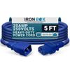 IronBox Electric - Heavy-Duty C20 to C21 Power Cable - 20A, 250V, 12/3 AWG - IEC 60320 Computer Power Supply Extension Cord - PSU Wire Connectors - UL Listed C20 Plug to C21 Connector (Blue, 5 Foot) view 1
